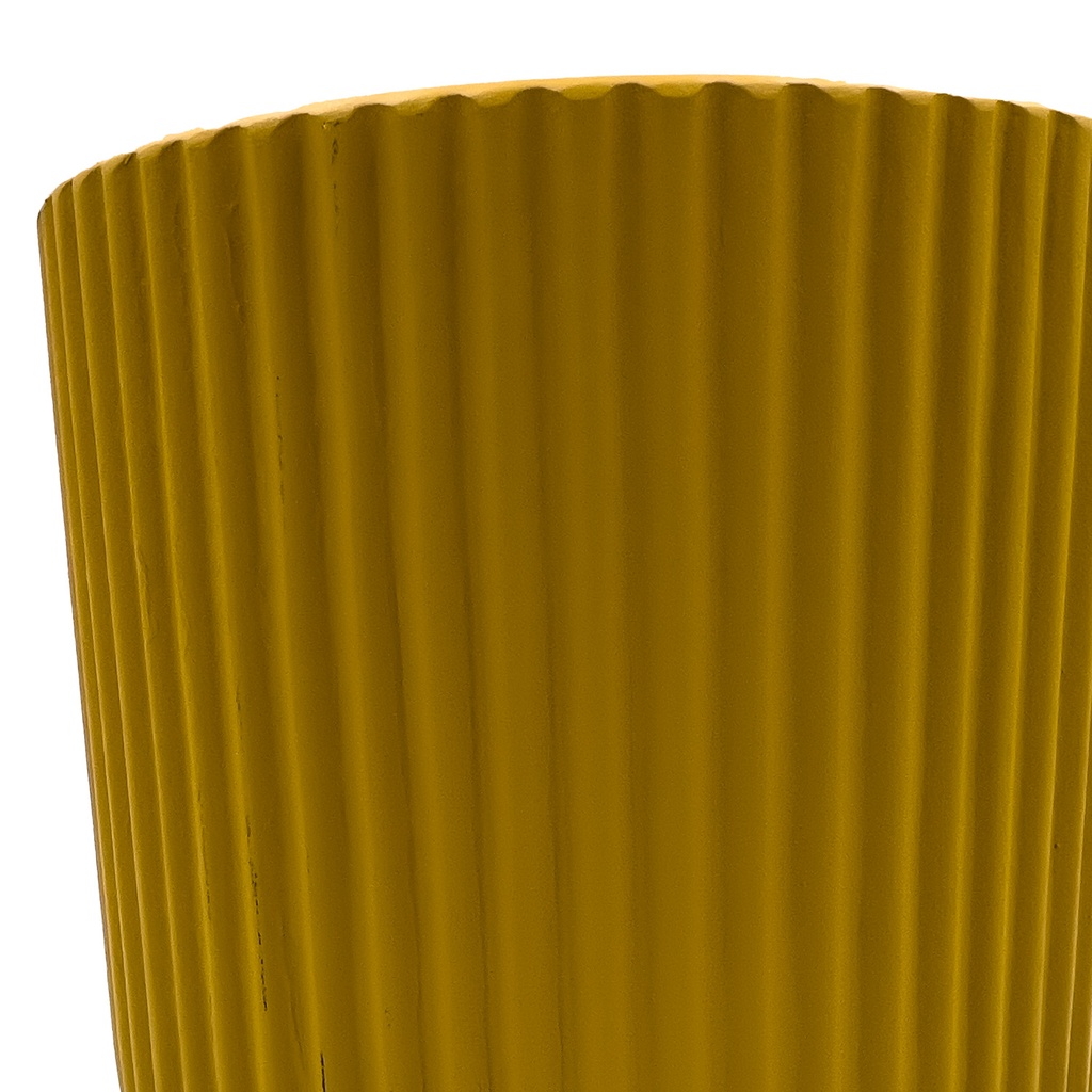 Macetero ranurado mostaza 14cm