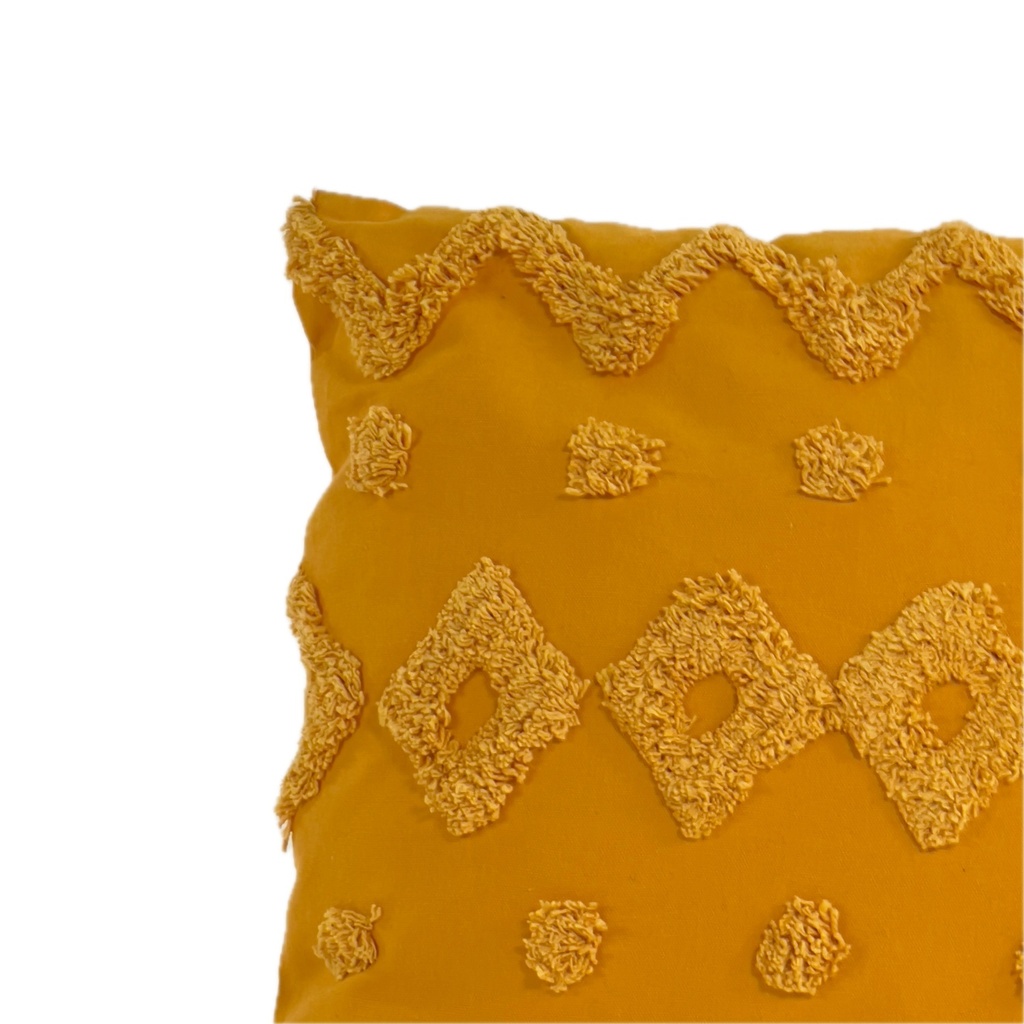 Cojín algodón textura amarillo 45x45cm