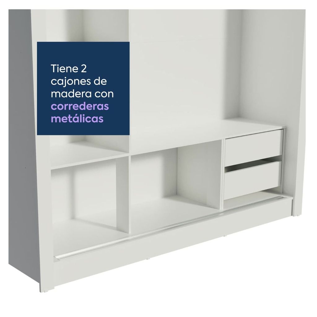 Closet Lyon 3 puertas 2 cajones blanco