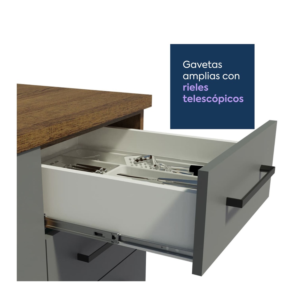 Base cocina Agata gris 3 cajones 40cm