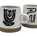 Tazón cerámica blanco negro