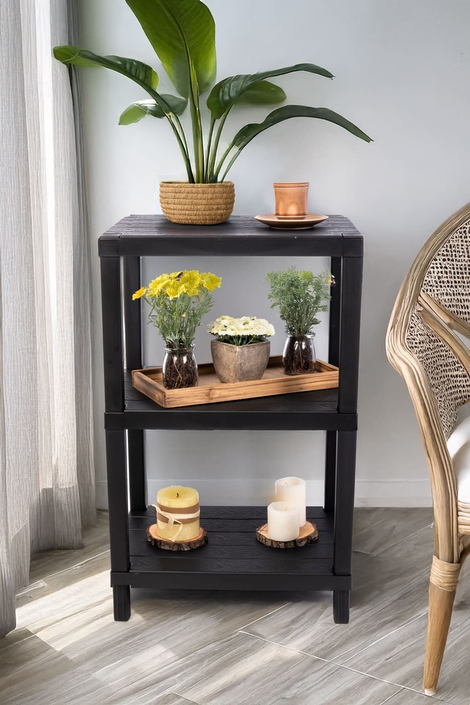 Estante plástico negro 3 niveles 39x23x65,7cm