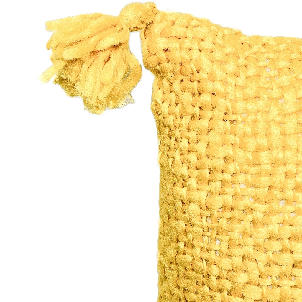 Cojín amarillo con borlas 40x40cm