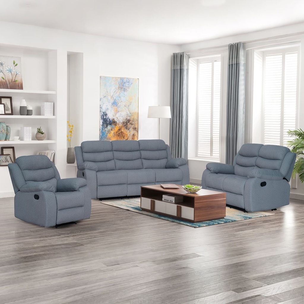 Sofá reclinable 2 cuerpos Boston gris claro 