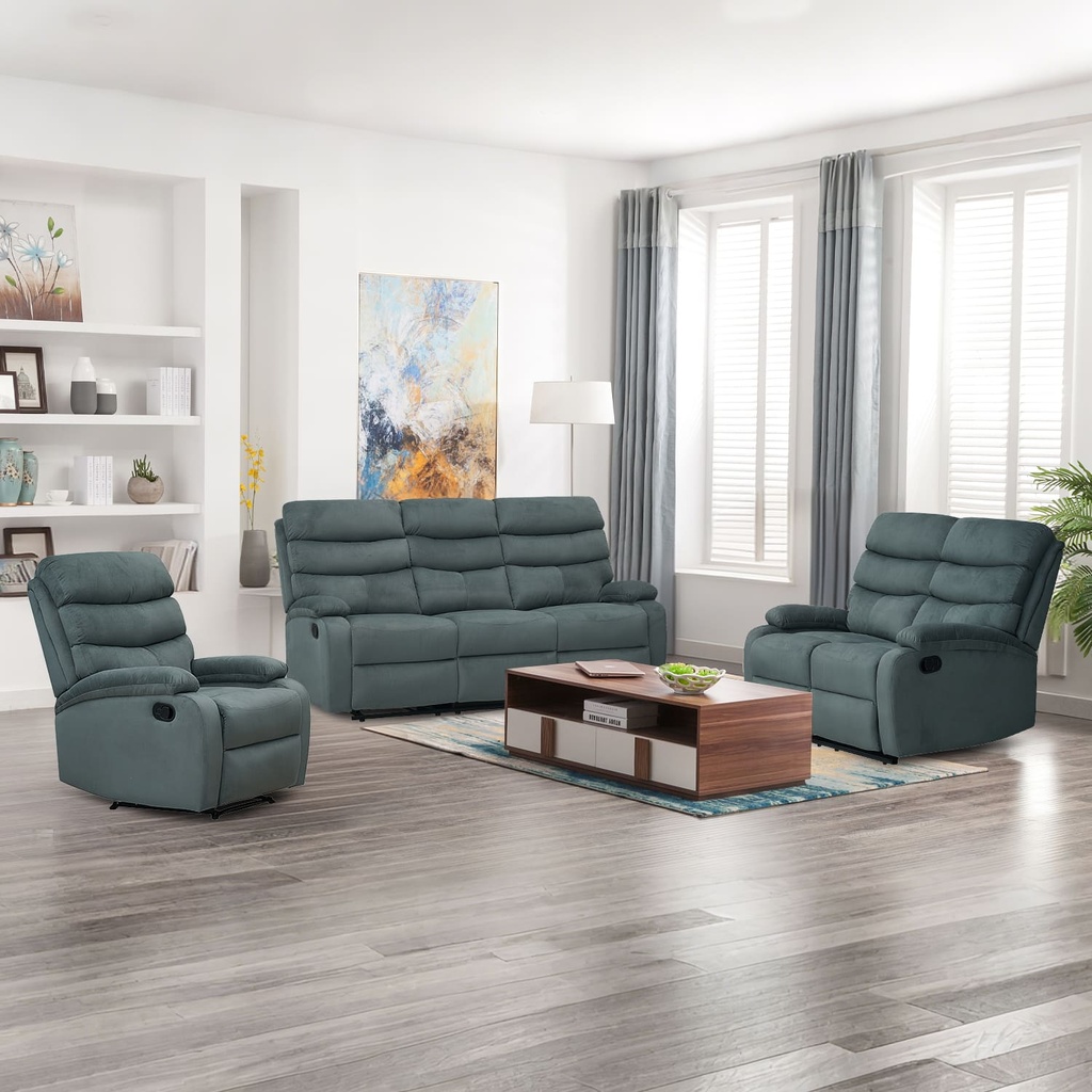 Sofá reclinable 2 cuerpos Logan gris oscuro