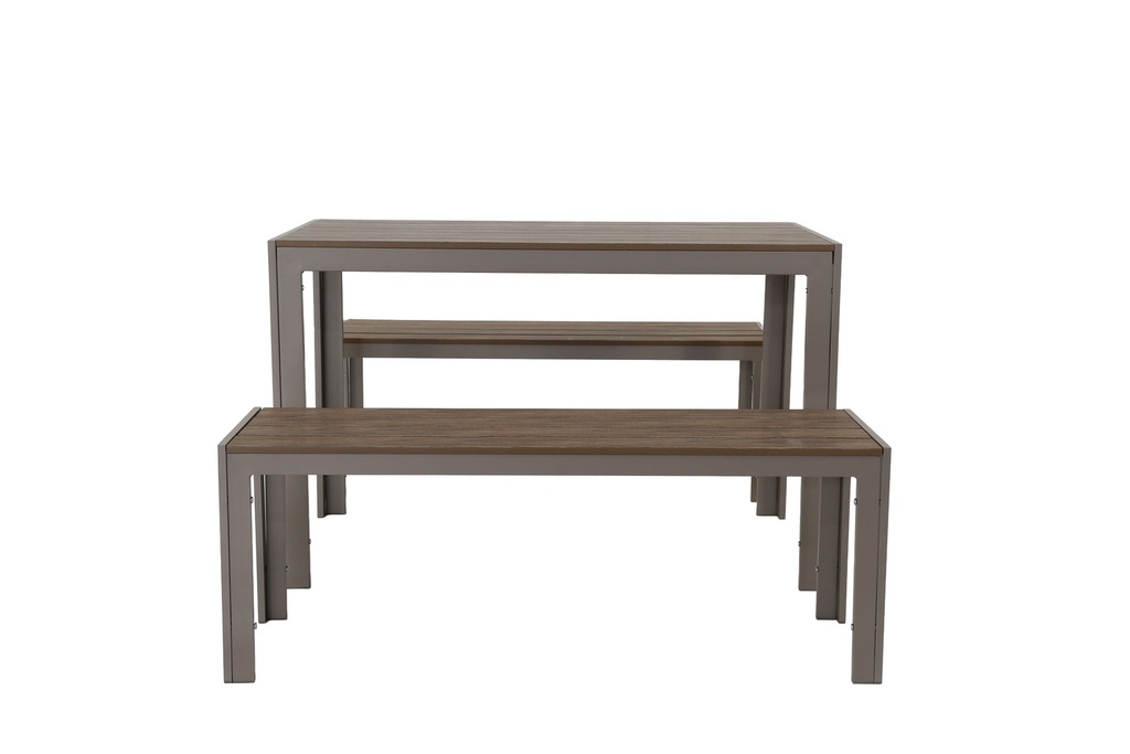 Juego comedor terraza 2 bancos Elko champagne