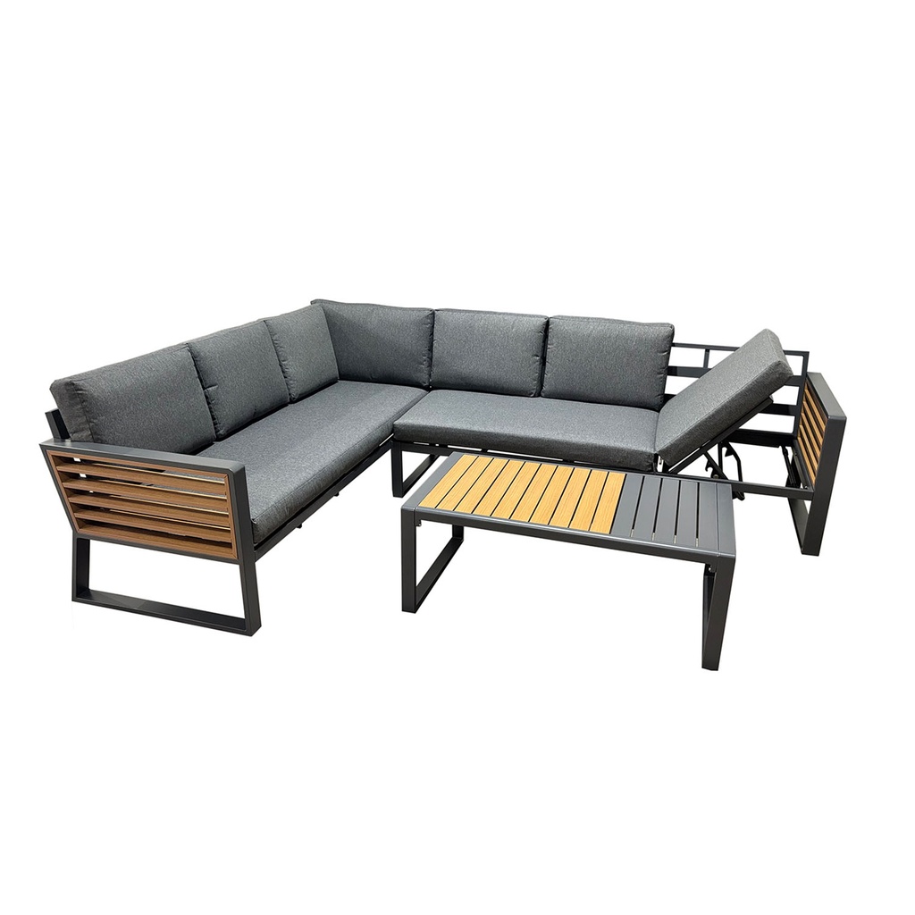 Juego living terraza seccional Beckman gris