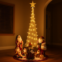 Figura navideña 150cm 60 luces LED árbol triangular dorado