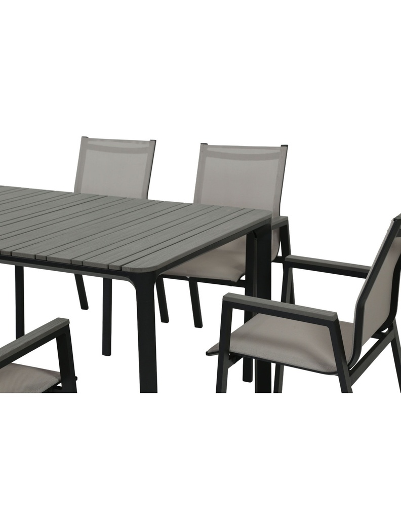 Juego comedor terraza 6 sillas Ely negro