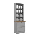 Vitrina 2 Puertas 2 Cajones Vidrio Americana Gris