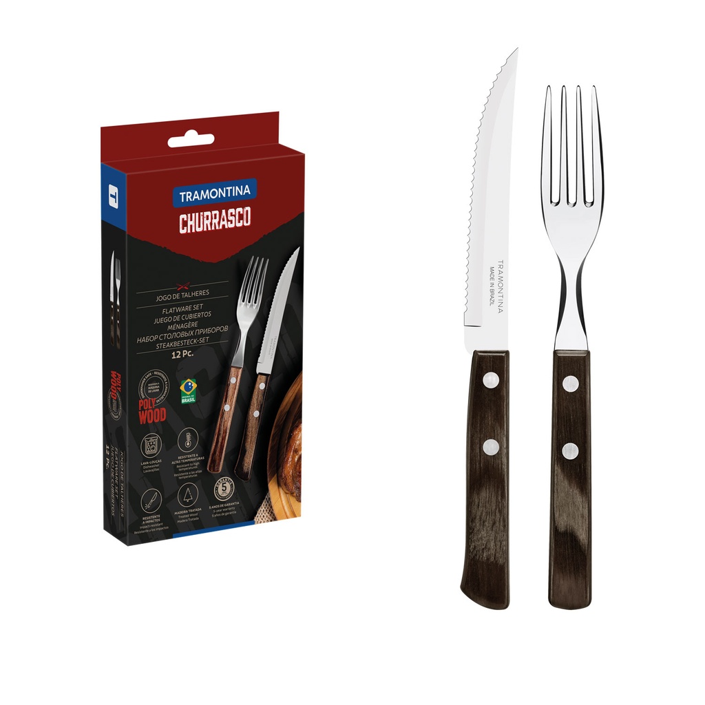 Juego 12 cubiertos para asado