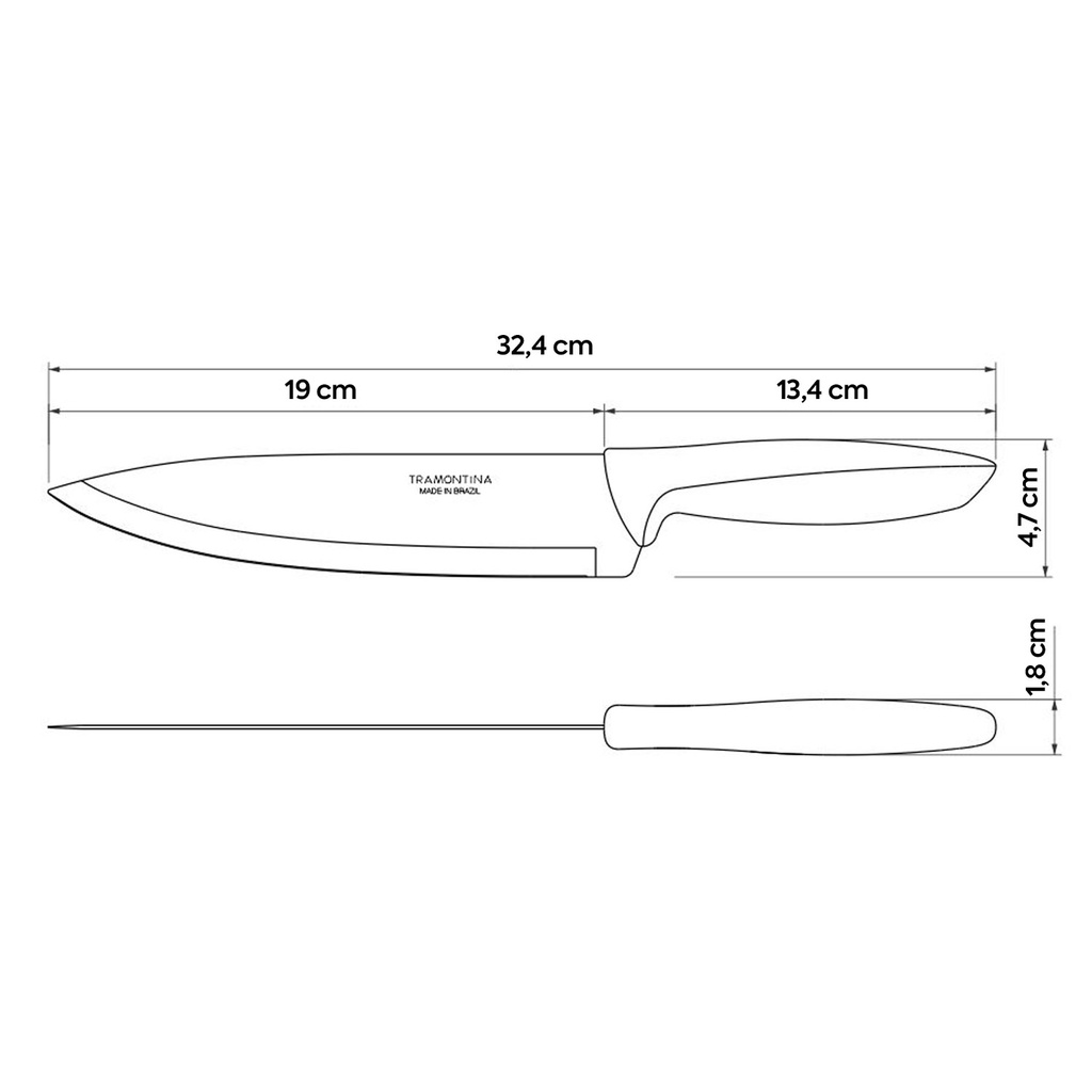 Cuchillo chef 8" gris