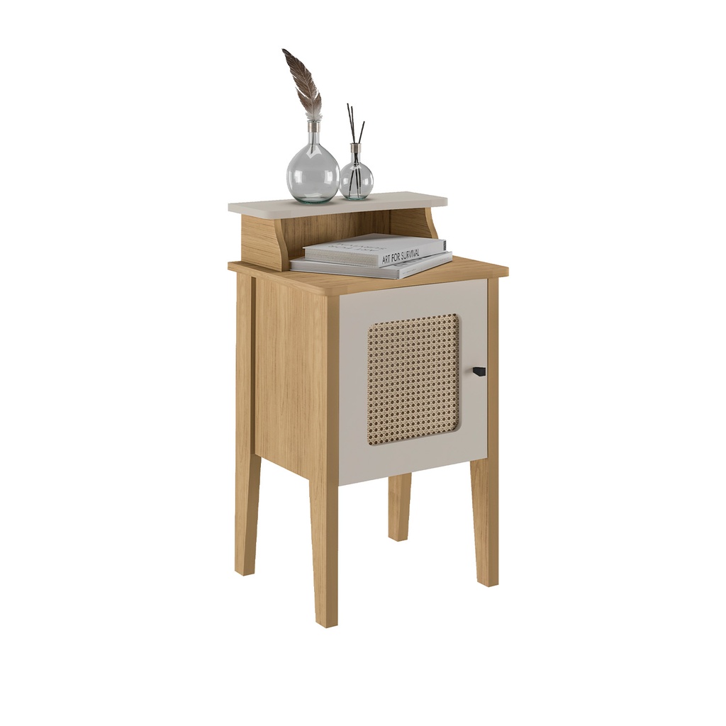 Mesa de apoyo Charlotte roble-blanco