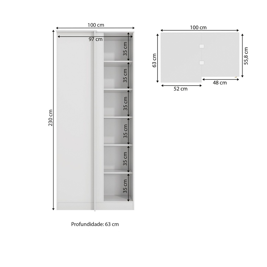 Closet modular esquinero 1 puerta 100cm