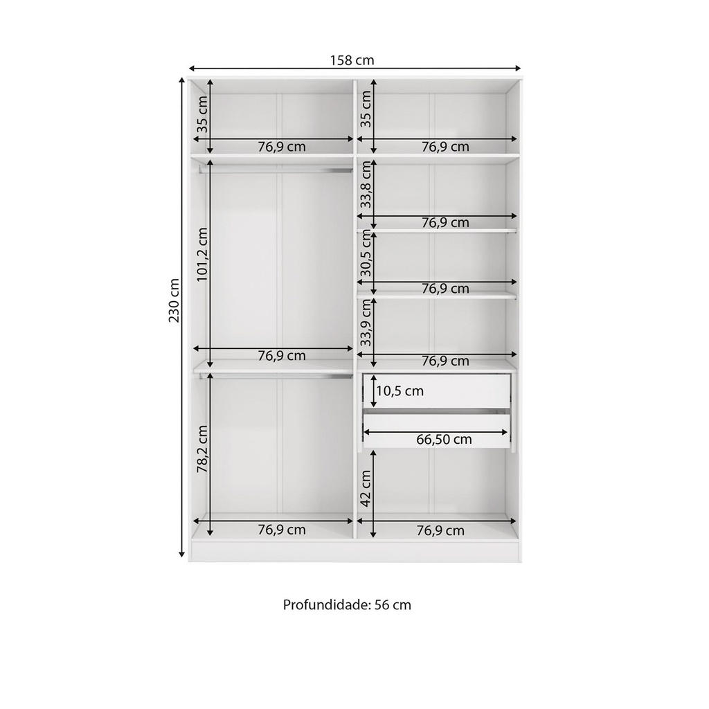 Closet modular 4 puertas 158cm