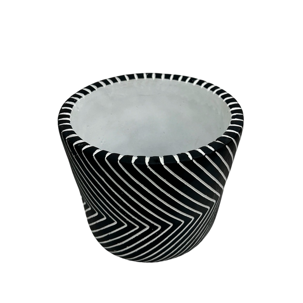Macetero cemento líneas negro 15cm