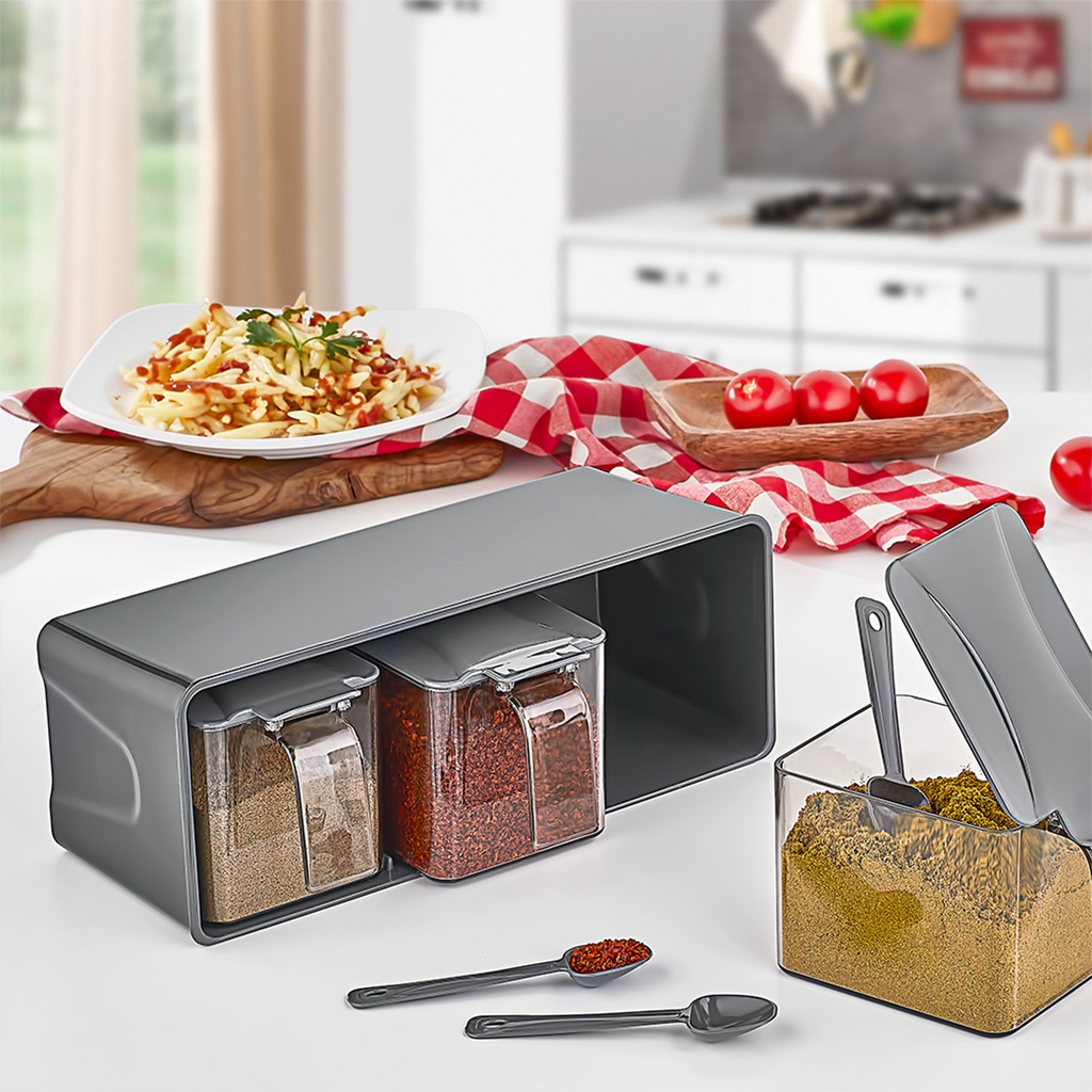 Set 3 especieros con cuchara 27x12x10cm