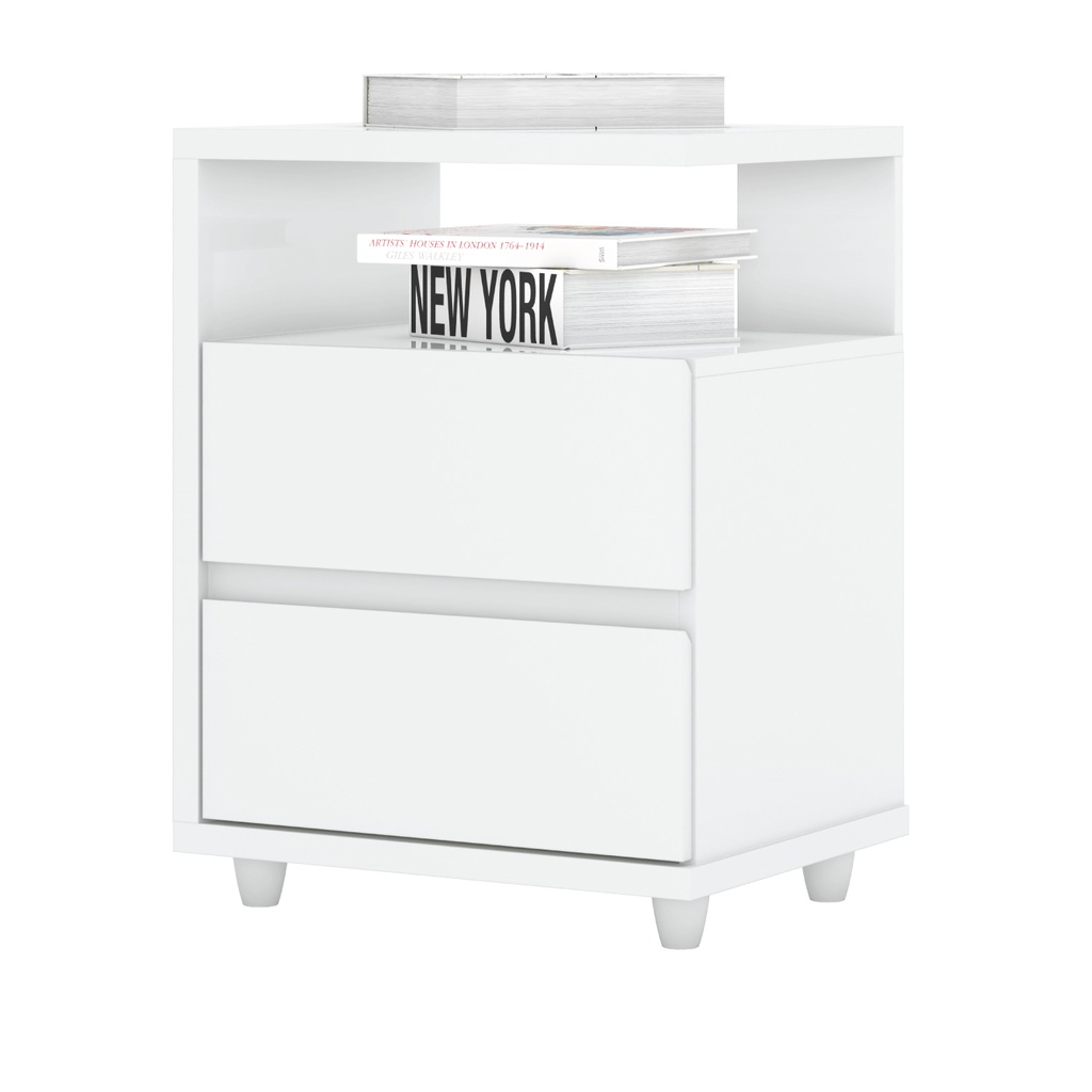 Velador 2 cajones Campeche blanco