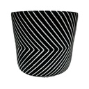 Macetero cerámica 15cm líneas negro