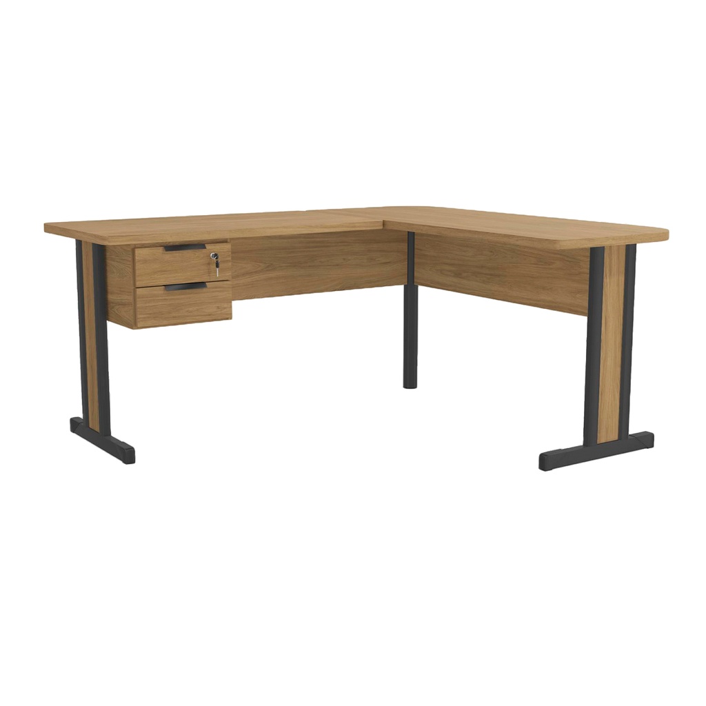 Escritorio Teca Italia en L 170x150x75 café