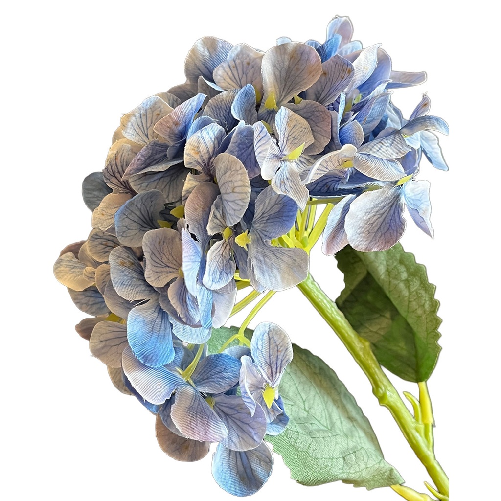 Flor hortensia artificial blanco / azul 41cm