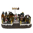 Casa navidad con luz y sonido 35cm trineo