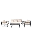 Juego living terraza Mykonos 3-1-1 negro