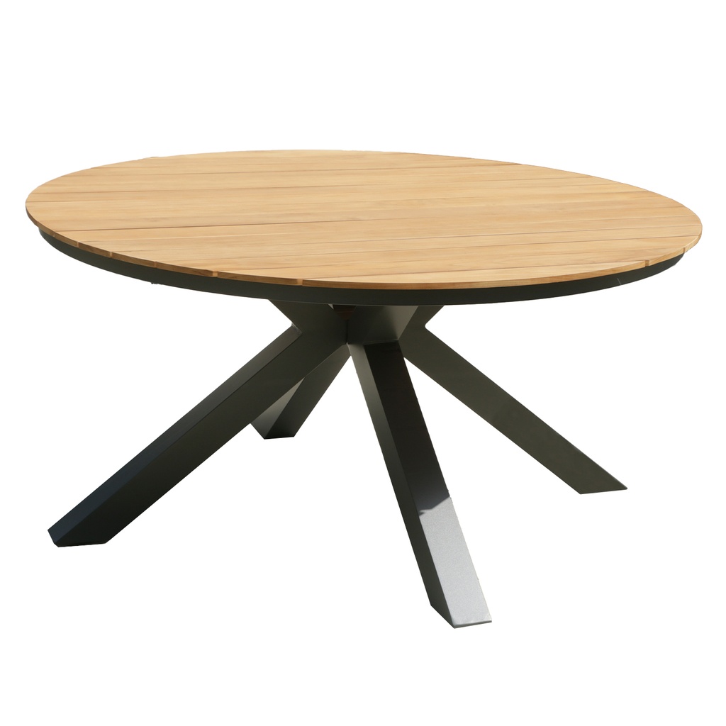 Mesa Terraza Asturias teca aluminio gris 150cm