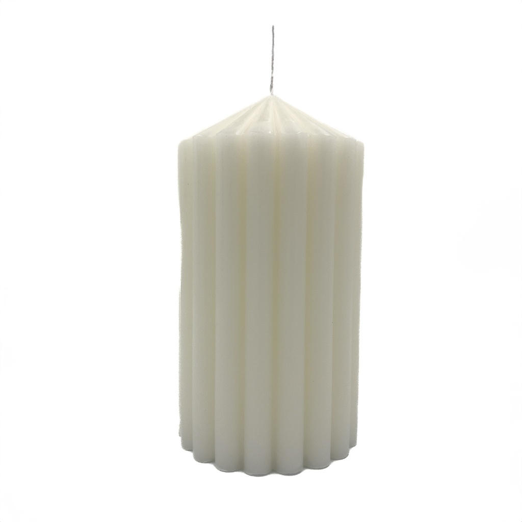 Vela acanalada ancha 7x13cm blanco