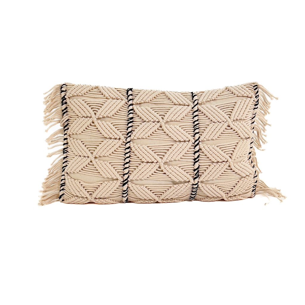 Cojín 30x50cm macrame crudo