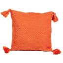 Cojín 40x40cm naranjo con borlas