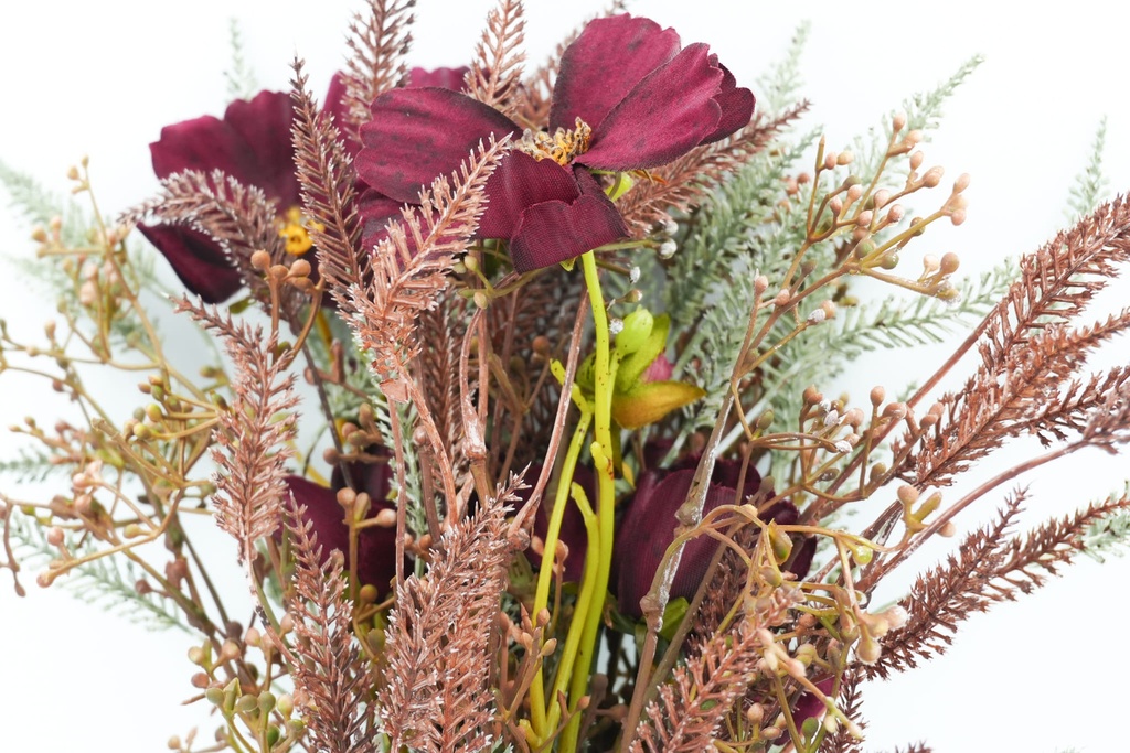 Ramo flores artificial burdeo