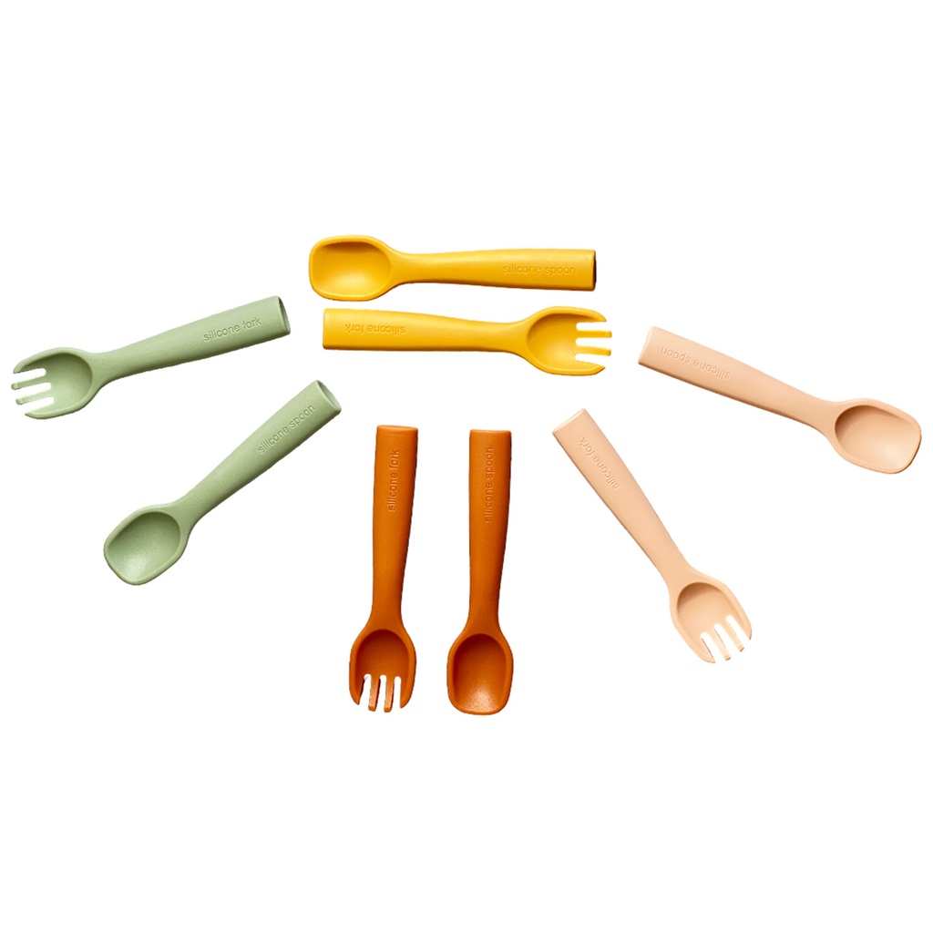 Set cuchara y tenedor infantil silicona flexibles