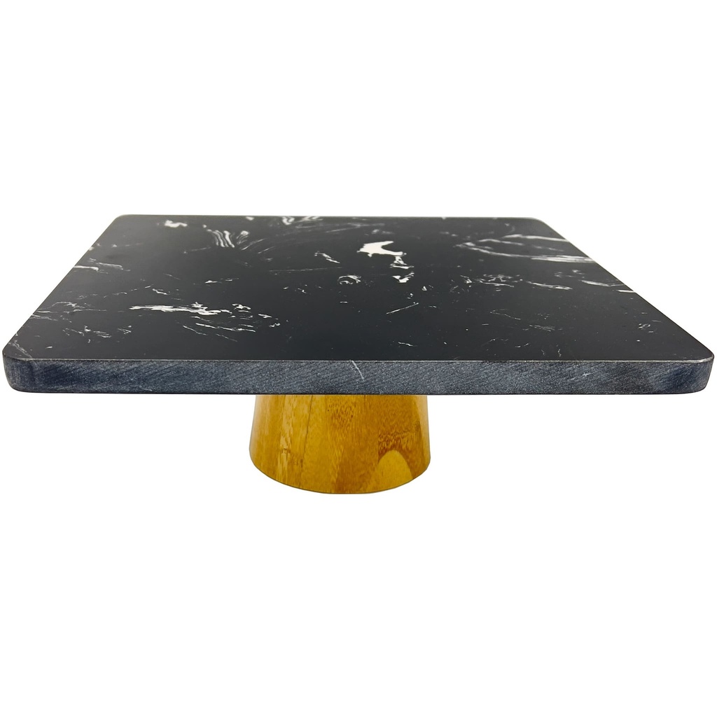 Stand para torta mármol bambú 25,5x25,5x9,5cm