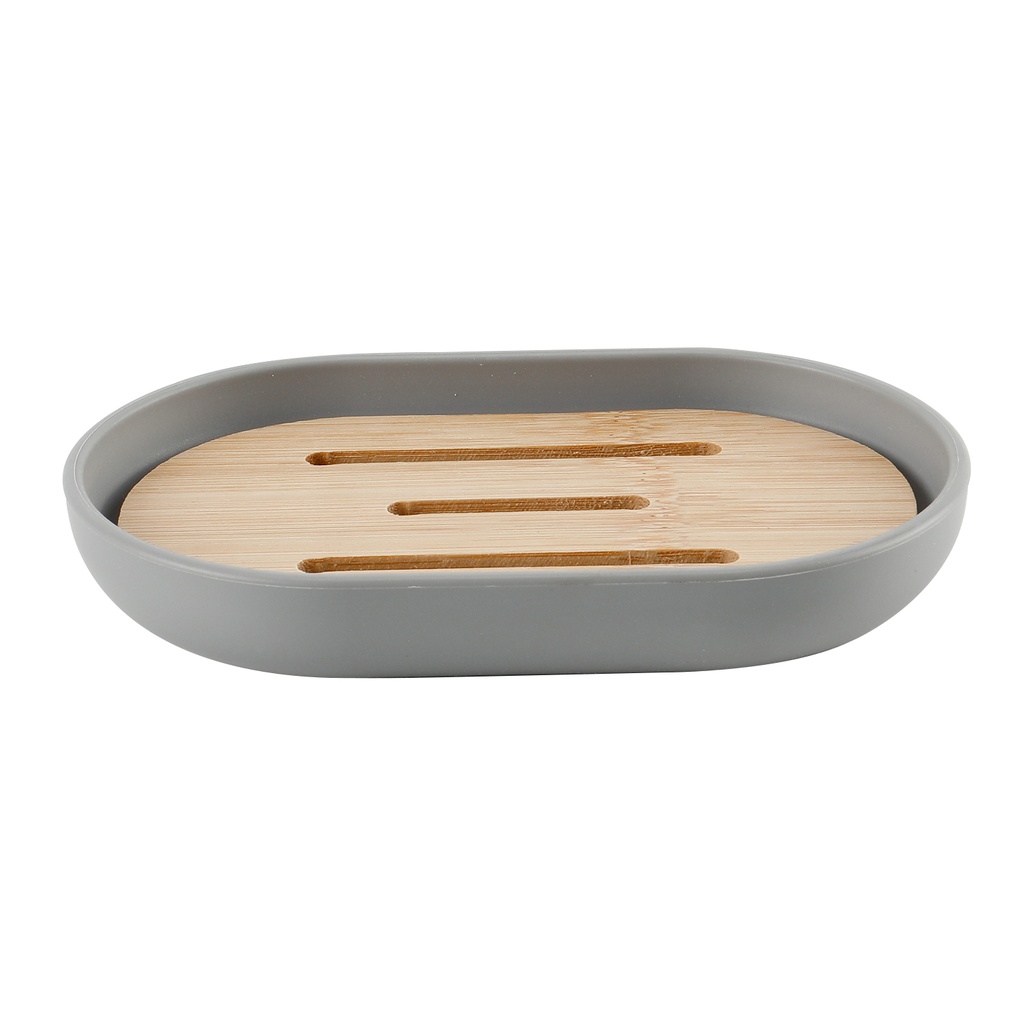 Jabonera plástico gris bambú