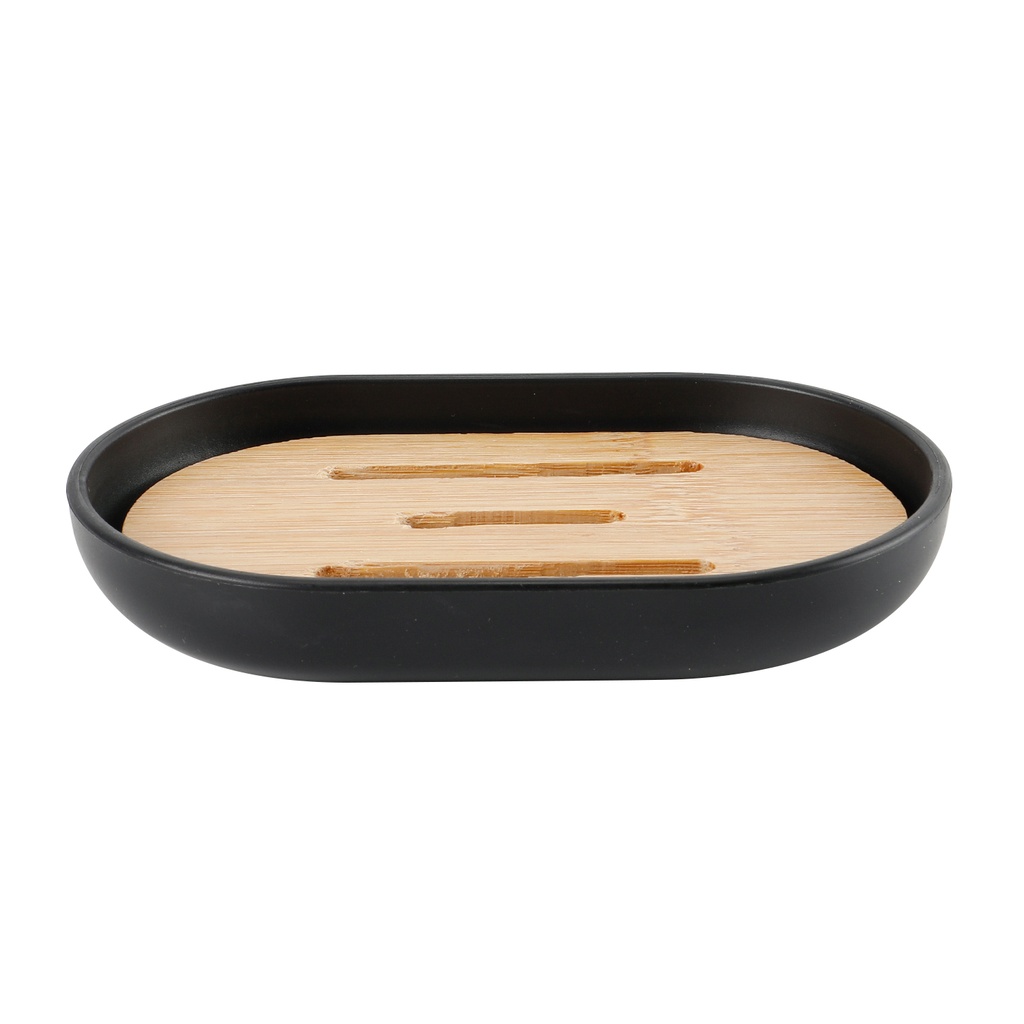 Jabonera plástico negro bambú