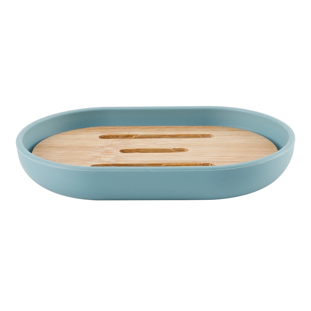 Jabonera plástico celeste bambú