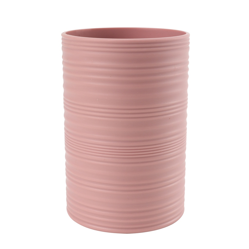 Vaso plástico estriado rosado