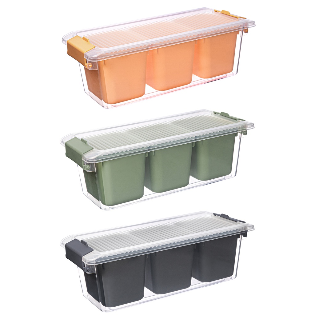 Contenedor plástico 3 compartimientos 1,96lt