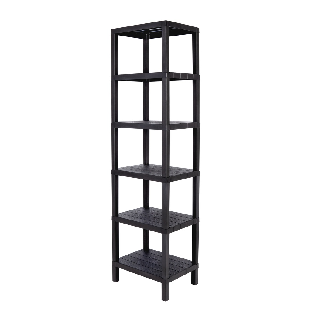 Estante plástico negro 6 niveles 39x23x145,5cm