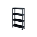 Carro plástico negro 4 niveles 37x24,5x92,3cm