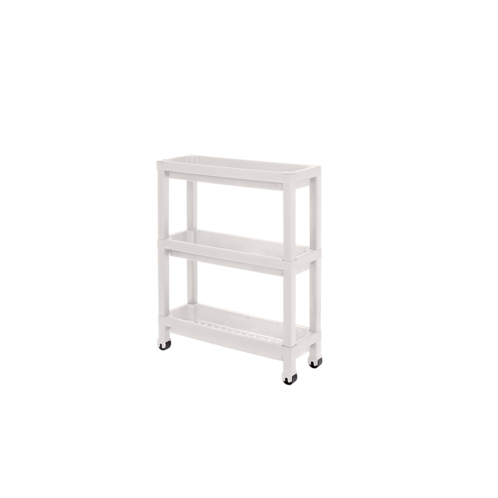 Carro plástico blanco 3 niveles 37x24,5x65,7cm