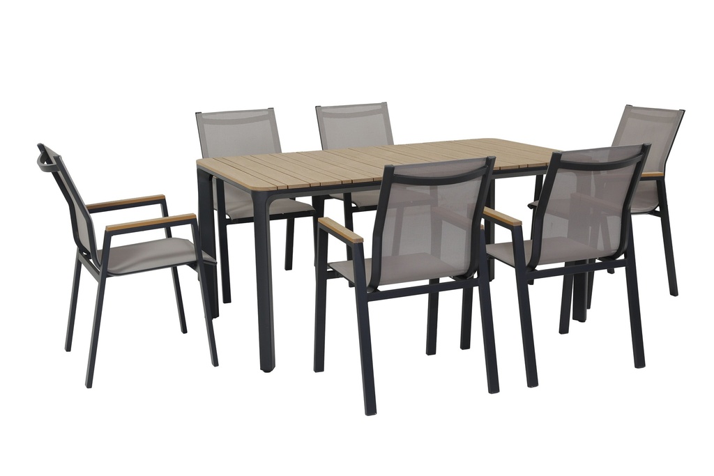 Juego comedor terraza 6 sillas Ely negro