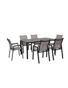 Juego comedor terraza 6 sillas Ely negro