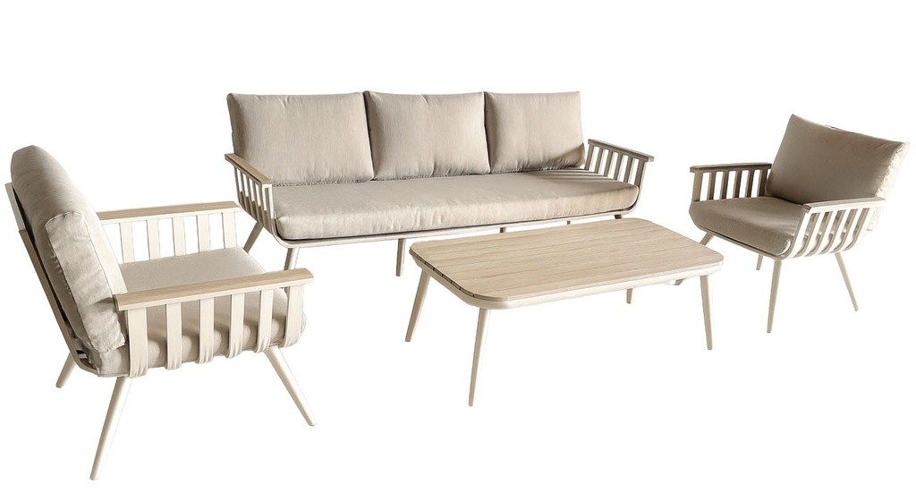 Juego living terraza Lorenzo 3-1-1 beige