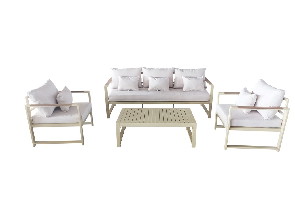 Juego living terraza Mykonos 3-1-1 beige