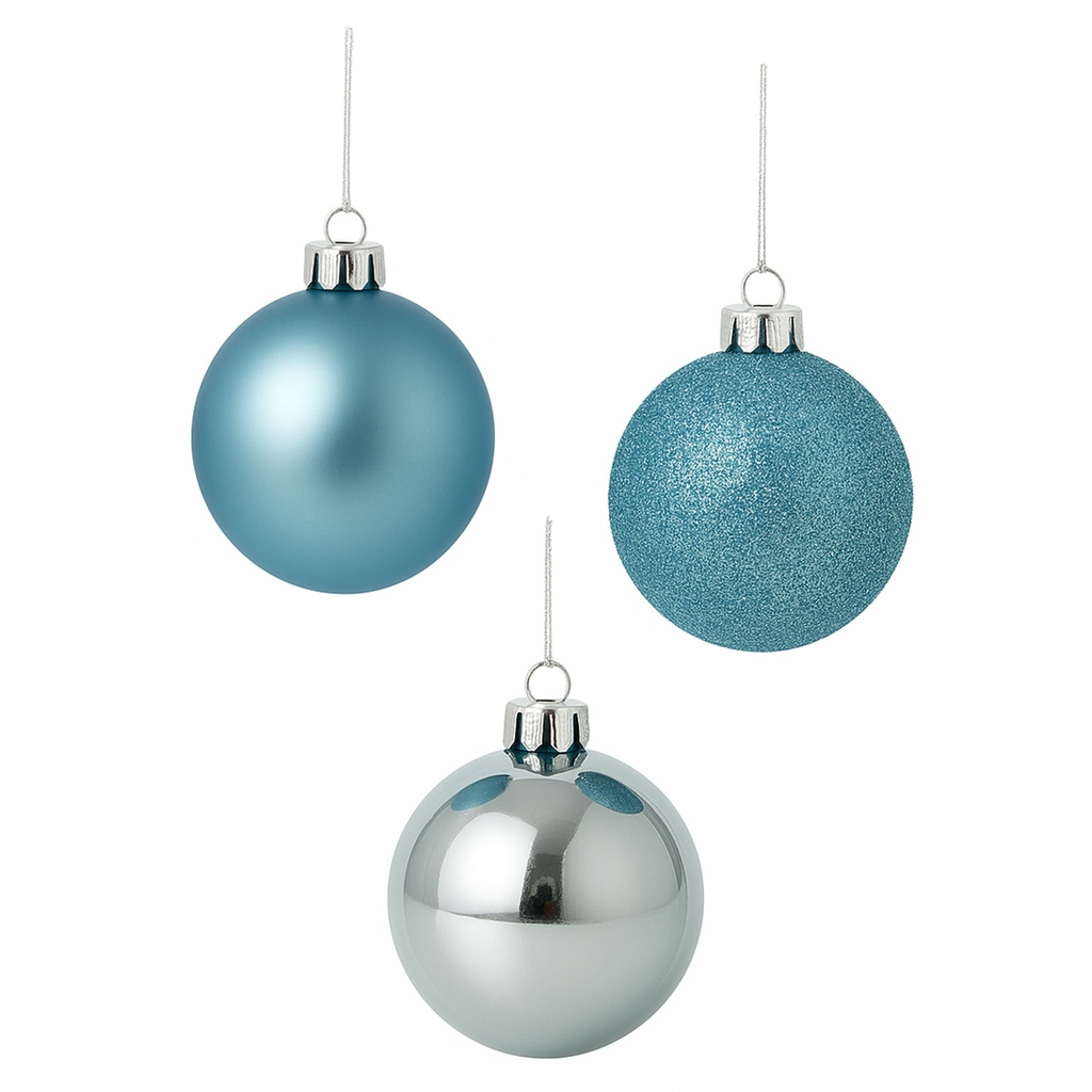 Bola navidad 8cm 12pcs celeste