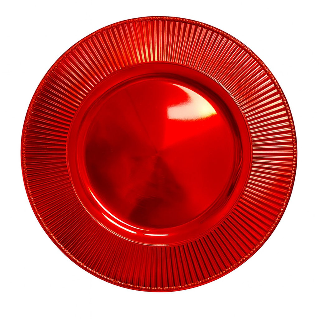 Plato melamina 33cm rojo acanalado