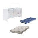 Cama cuna multifuncional c/colchón cuna + colchón 1 plaza