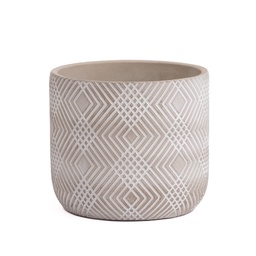 [230005995] Macetero cerámica 15cm lineas blancas